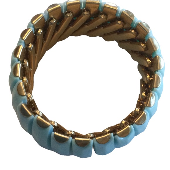 Vintage Turquoise Color Stretch Bracelet Made in Hong Kong - Picture 5 of 7